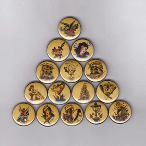 "PINES/BOTONES SAILOR JERRY 1" (de colección impresión flash póster artístico camisa ron logotipo) - Imagen 1 de 4