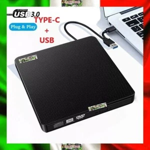 Lettore Masterizzatore CD DVD USB 3.0 Type-C Writer Recorder RW Drive Esterno - Imagen 1 de 13