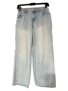 Cat & Jack Jeans Girls Size 12 Blue Wide Leg Distressed Light Wash Stretch - Picture 1 of 7