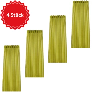 4 Stück Schlaufenschal Vorhang blickdicht Gardine Verdunkelung Apfelgrün Grün - Bild 1 von 4