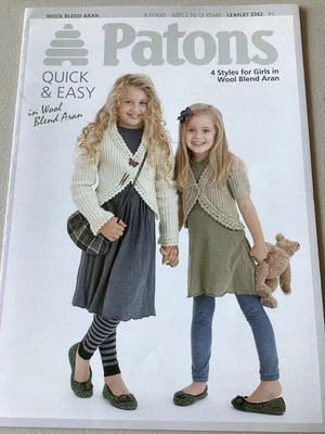 Patons 4 Styles Quick & Easy Girls Pattern Book #3742 sizes 2-12 years - Image 1 of 2