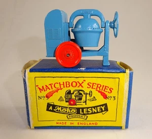 Matchbox RW 03A Cement Mixer blau & orange top in "A" Script Box - Picture 1 of 12