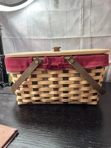 Longaberger American Craft Traditions Medium Market Basket Protector Liner Lid - Picture 1 of 10