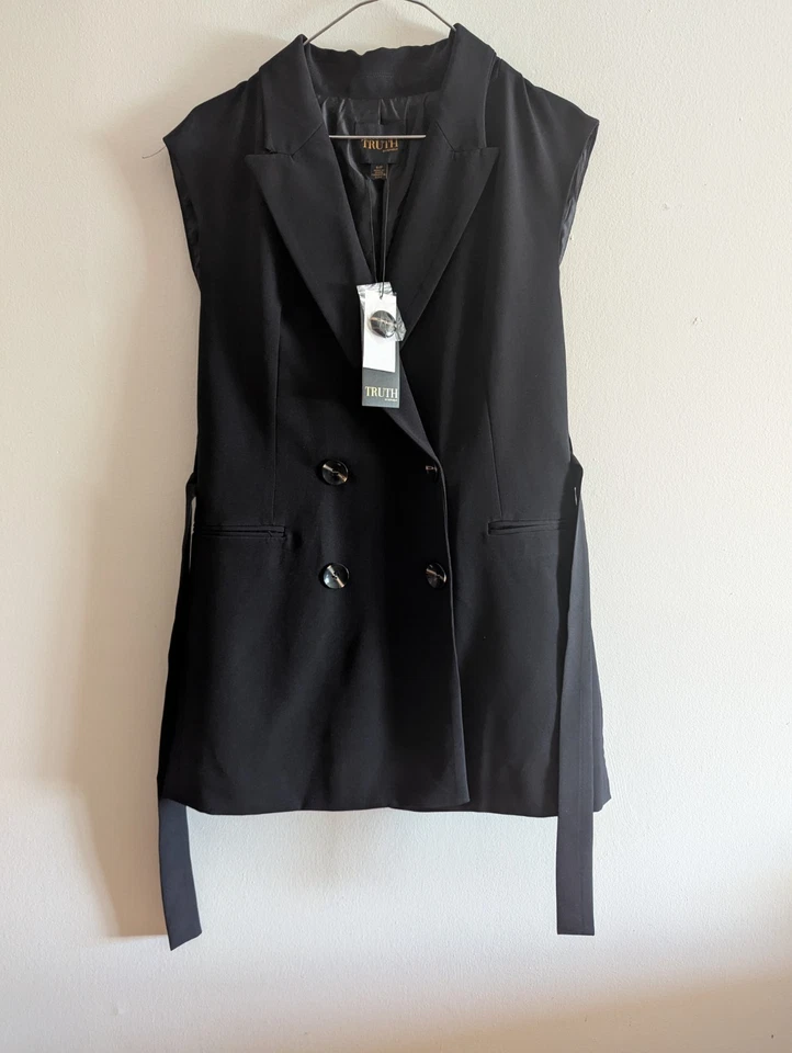 TRUTH 无袖黑色西装背心,腰带 — 第 1/1 张图片