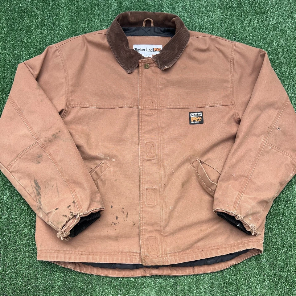 De Colección Timberland Pro Series Chaqueta Abrigo Para Hombres XL Marrón Lona Cuadrado Carhartt Detroit Foto 1 de 4