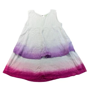 Garnet Hill Kids Dress Girls 6T White Purple Pink Ombre Sleeveless Lined Cotton - Picture 1 of 9