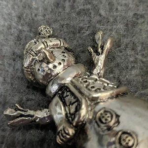 Snowman Silver Tone Bell Box Christmas 2009 Holiday Mistletoe Mountain - Picture 1 of 6