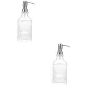 2 Pieces Soap Dispenser Miss Travel Glass Bottles with Pump Clear - Picture 1 of 12