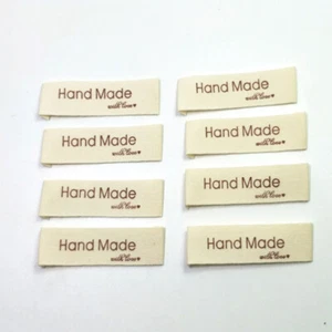 100Pcs Handmade with Love Cotton Woven Labels DIY Sewing Accessory Clothing Tags - Picture 1 of 6