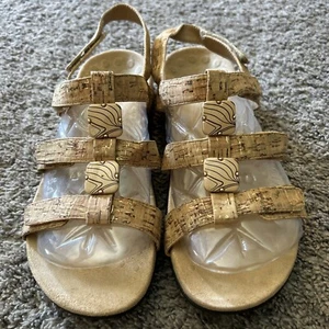 Ladies Vionic Amber Sandal Shoe Tan Cork Leather US 8 EU 39 UK 6 tvw1275 Adj - Picture 1 of 12