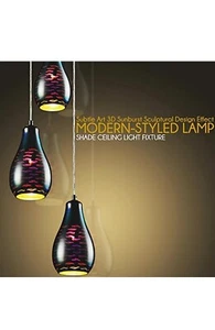 Serenelife SLLMP37 3D verstellbare drei Kuppeln Glas Art Deco Pendelleuchte RT $ 200 - Bild 1 von 5