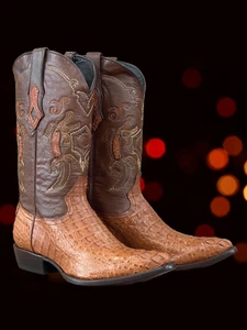 Western Horn Back Crocodile Boots (Honey, 10.5US) made by CUADRA - Bild 1 von 5