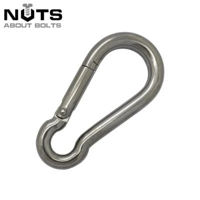 Carabiner Snap Spring Hook A4 316 Stainless Steel Marine Grade Clip Rope 3-12mm - Image 1 of 3