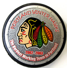 2003 PORTLAND WINTER HAWKS Hockey game Inglasco PUCK WHL Western Hockey League
