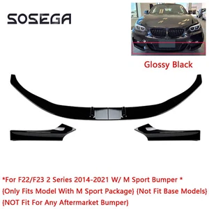 Front Bumper Lip Splitter For BMW F22 2 Series M Sport 2014-2021 MP Style Black - Picture 1 of 4