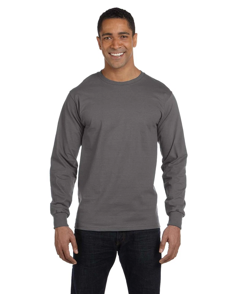 NEW Hanes 6.1 oz 100% Cotton Long-Sleeve Beefy-T S-3XL T-Shirt M-5186 - Image 1 of 1