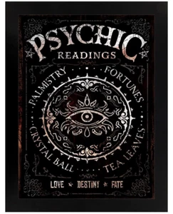 Framed Psychic Readings Tin Sign, Supernatural Mystic Fortunes Love Destiny Fate - Picture 1 of 4