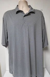 FootJoy FJ Mens Navy Blue and White Striped S/S Polo Shirt Size XXL - Picture 1 of 4