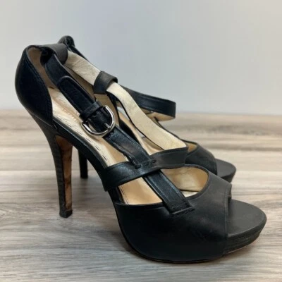 Coach Amina Sandals Black High Heel Stilettos Leather Size 6B Clubwear Party - Image 1 of 4