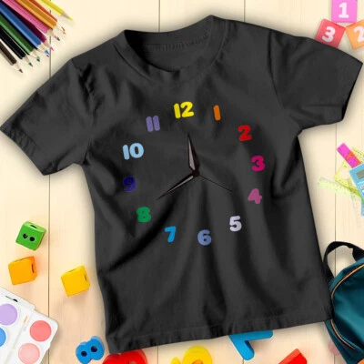 Jungen und Mädchen bunte Uhr Zahl Tag Ideen T-Shirt Tee für Kinder #ND