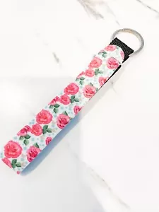 Neopren Handgelenk Schlüsselanhänger NEU weiß rose - Bild 1 von 1