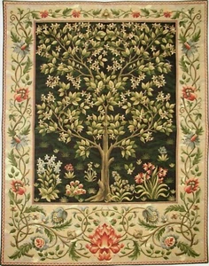37" TREE OF LIFE WM MORRIS BELGIAN TAPESTRY WALL HANGING, LINED WITH ROD SLEEVE - Picture 1 of 12