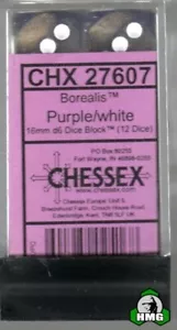 Chessex 16mm 12xd6 "Borealis" Purple/white - Foto 1 di 2