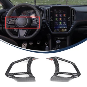 Real Carbon Fiber Steering Wheel Button Trim Cover For Subaru WRX 2022-2024 - Picture 1 of 11
