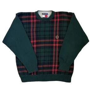 Pullover girocollo vintage Tommy Hilfiger maglione maglia uomo taglia large pesante - Foto 1 di 8