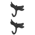 2 Sets Wrought Iron Dragonfly Hook Decorative Wall Mounted Hanger
