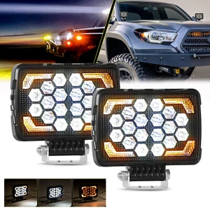 2X 5.7" LED Work Lights Spot Pods Fog Driving Offroad Tractor Lamp w/Amber Flash - Bild 1 von 9