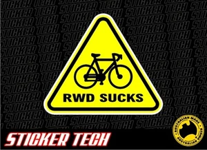 WARNING RWD SUCKS STICKER DECAL TO SUIT FWD COROLLA CIVIC EK AE82 EG GTI GOLF - Picture 1 of 1