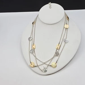Brighton Deco Gold kurze Silber Gold Herz dreifacher Strang Halskette 20" - Bild 1 von 7