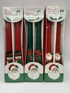 (3) Vintage Weihnachten der Neuheit Spitzkerzen 10" Weihnachtsmann, Schneemann, Tannenzapfen - Bild 1 von 7