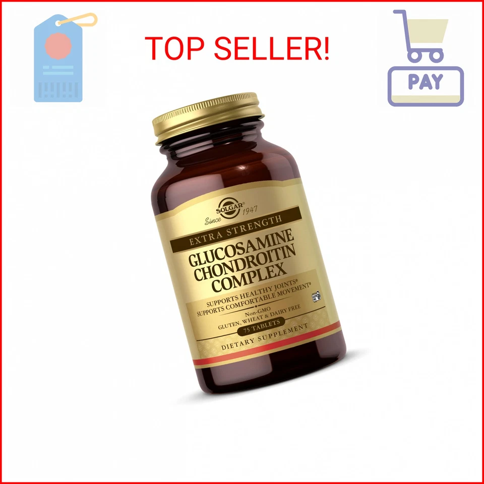 Complejo de glucosamina condroitina Solgar Extra Strength - 75 comprimidos - lo apoya Foto 1 de 2