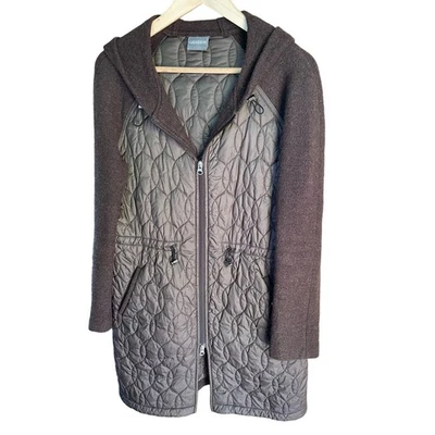 GEIGER Hecho en Austria Abrigo con Capucha Acolchado Largo Medio Marrón Talla UE 40 EE. UU. Talla 8 Foto 1 de 4