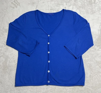 Suéter para mujer Fresh Produce grande azul manga larga con botones cadigan Foto 1 de 4