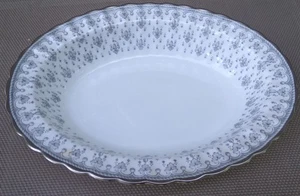 Spode 'FLEUR DE LYS GREY' Platinum Trim OFFENE GEMÜSESCHALE #Y7515 - LÄNGLICH - Bild 1 von 5