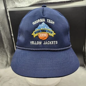 Vintage Georgia Tech Yellow Jackets 1990 NCAA Final Four Navy SnapBack Hat EUC - Picture 1 of 10