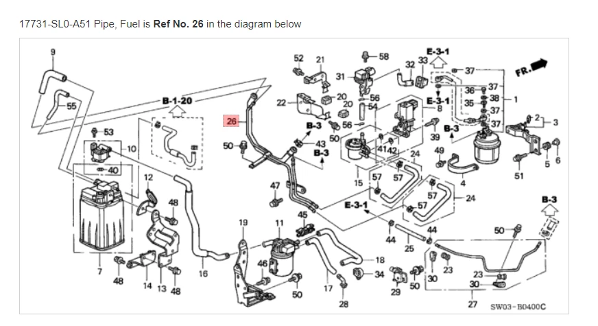 Tubo NSX HONDA ACURA GENUINO OEM, filtro de combustible ☆ 17731-SL0-A51 ☆ Foto 1 de 1