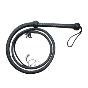 Genuine Leather Bull Whip 12 Plaited, Black Heavy Duty Bull Whip bullwhip 6 Ft - Picture 1 of 8
