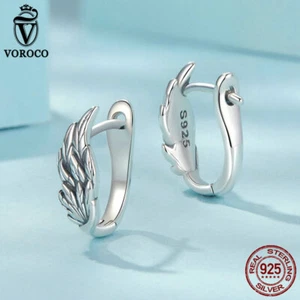 Pendientes de aro Voroco Real925 plata elegantes ala joyería moda calce mujeres regalos - Imagen 1 de 8