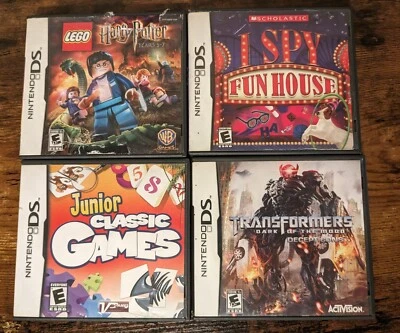 Nintendo DS 4 Game Lot: LEGO Harry Potter 5-7, Transformers, I Spy, Junior Games - Image 1 of 4