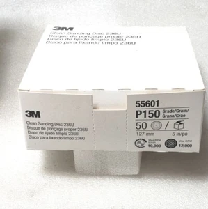 3M Hookit Clean Sanding Disc 236U 55601 5 in P150 C-weight (50 DS/BX) N£W - Picture 1 of 5
