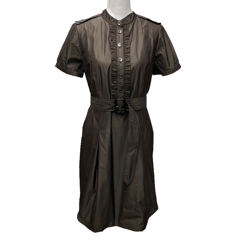 Abito Burberry Longdon con cintura e orlo arricciato donna 12 marrone lusso classico