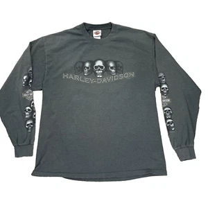 Vintage Y2K Harley Davidson Totenkopf Langarm T-Shirt Herren XL USA Made - Bild 1 von 10