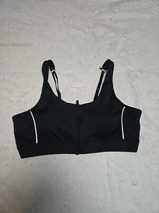LaJerin L Sports Bra For Woman With Removable Cups. Black Zip Front - Picture 1 of 5