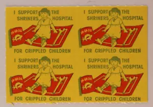 Shriners Hospital For Crippled Children ZA-GA-ZIG Charity Stamp Block - Picture 1 of 2