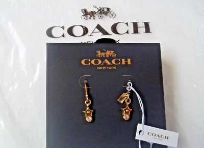 COACH ❤ Pendientes para mujer colgantes estrella dorada F56423 nuevos con etiquetas en caja de regalo Foto 1 de 4