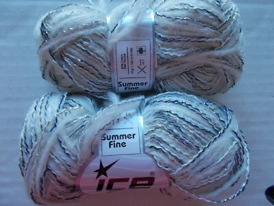 Hilos de hielo verano hilo fino mezcla algodón, crema/negro, lote de 2 (203 yardas ea) Foto 1 de 2